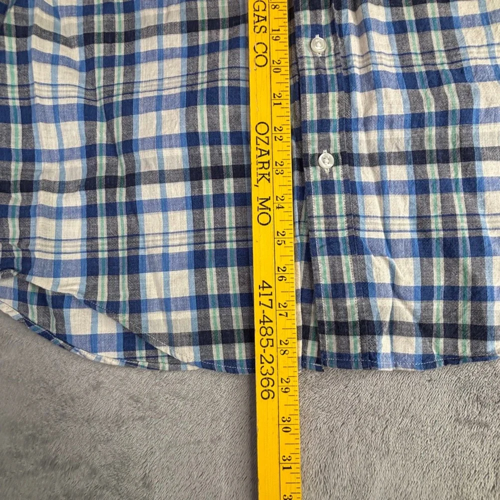 J.Crew shirt Mens L Blue Plaid Slim Fit Homespun Cotton C8198 Long Sleeve